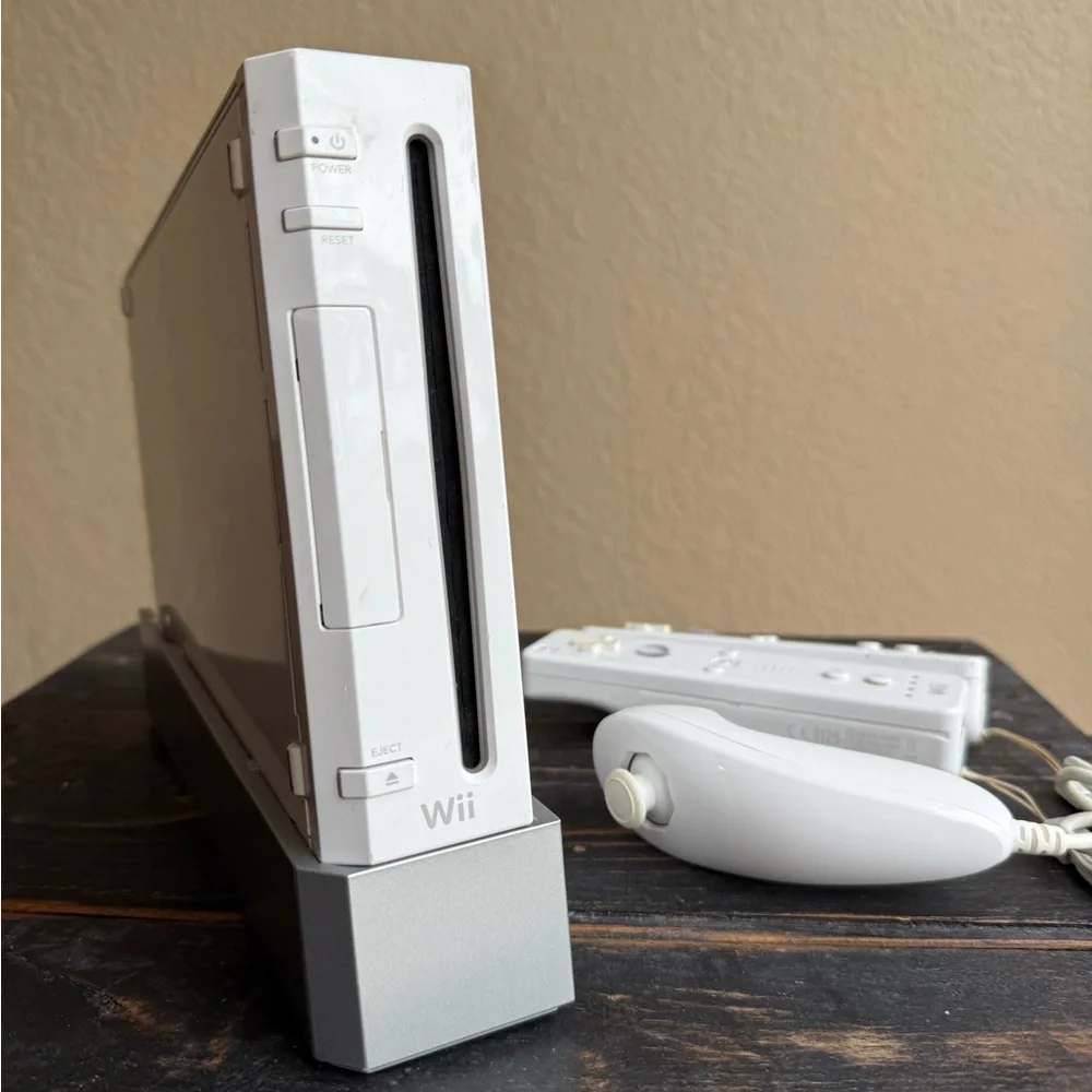 Nintendo Wii Console with Controllers and Cords